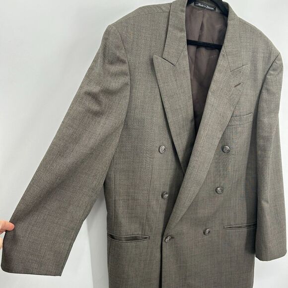 PIERRE BALMAIN Men 100% Wool Gray Double Breasted Single Button Suit Jacket 48XL - Picture 5 of 11